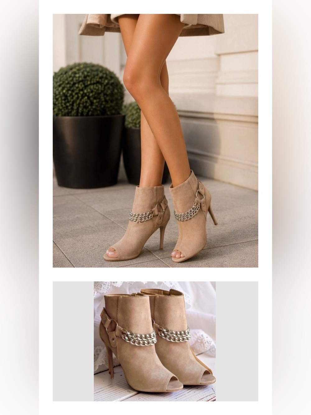 Charles Jourdan Beige Ankle Booties Stilettos High Heel Zip Women’s Shoes 5.5